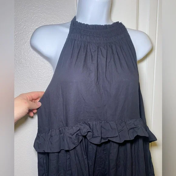 EUC Endless Summer 100% Cotton Anita Maxi Dress Ruffle Tiered Tie Back - Picture 6 of 11